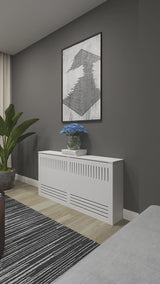 "ROSALIA" Modern Heat Cover Cabinet, High Quality Medex Wood Radiator Cover, Depth - 10 inches, White Finish, Custom Sizes Options Available, Made in NYC USA