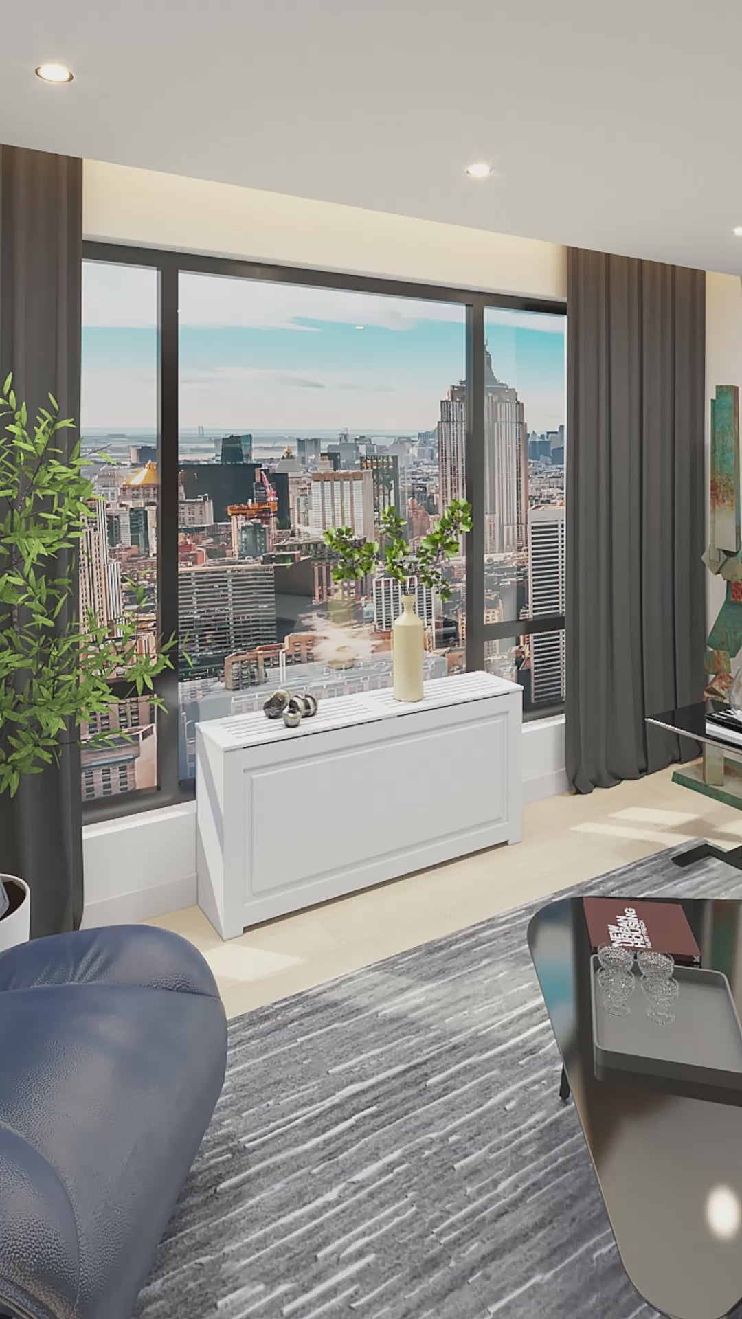 White EVELINE radiator cover cabinet with clean modern design and smooth finish