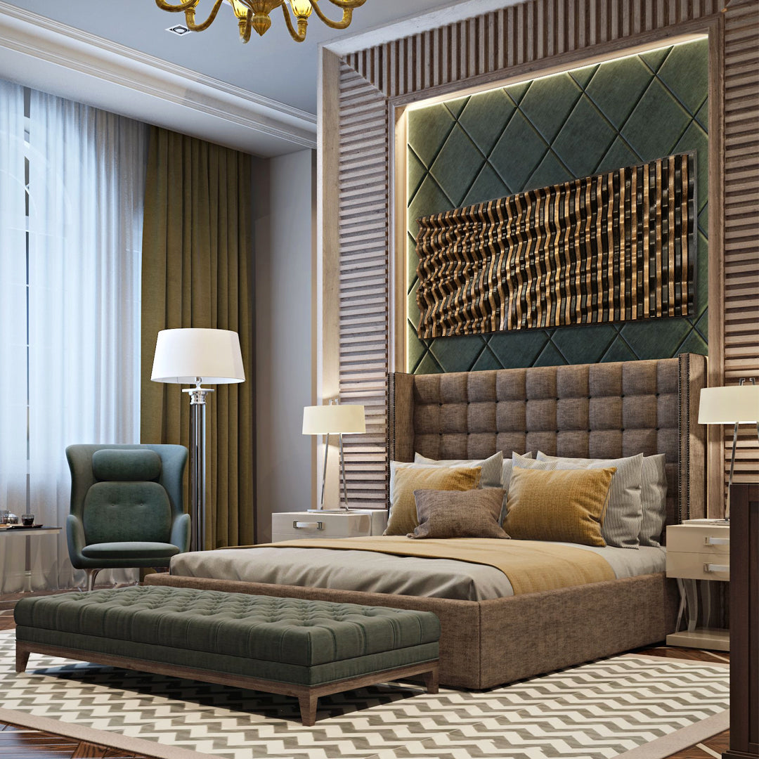 Designer solid wood wall panel DOMINOS architectural wall art