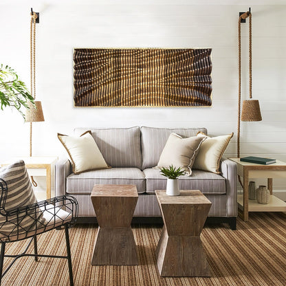 Handcrafted AURA wood wall sculpture with acoustic diffuser properties