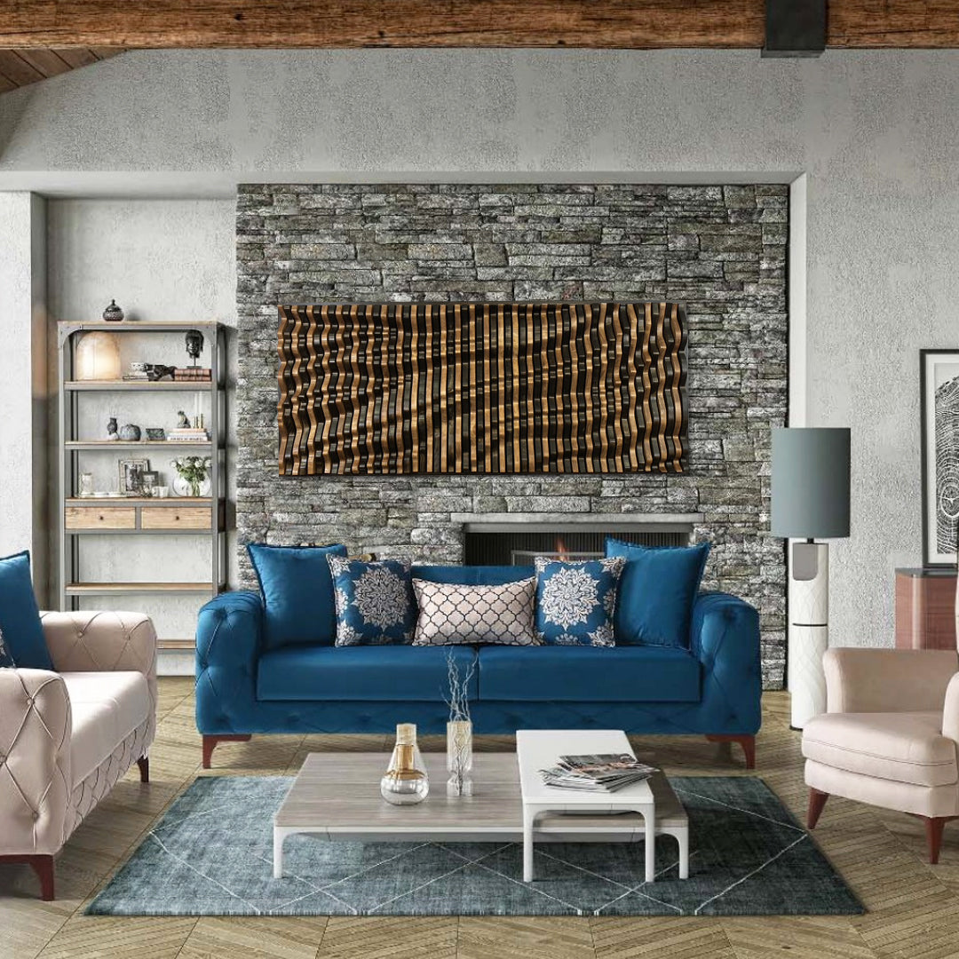 Handmade acoustic wood wall art DOMINOS modern interior wall panel