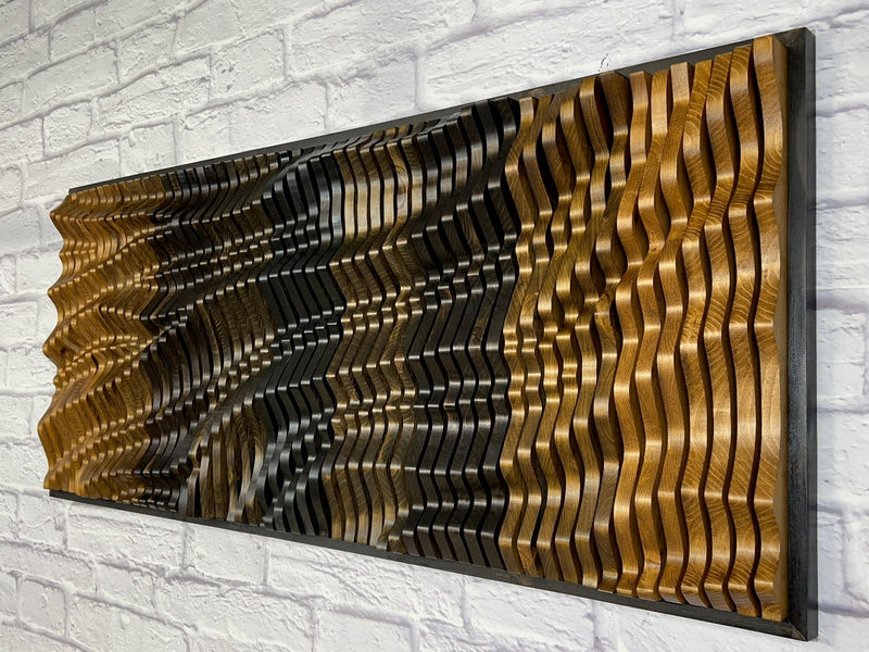 "ECLIPSE" Parametric Wood Wall Art Decor / 100% Solid Wood / Unique Acoustic Wood Wall Panel