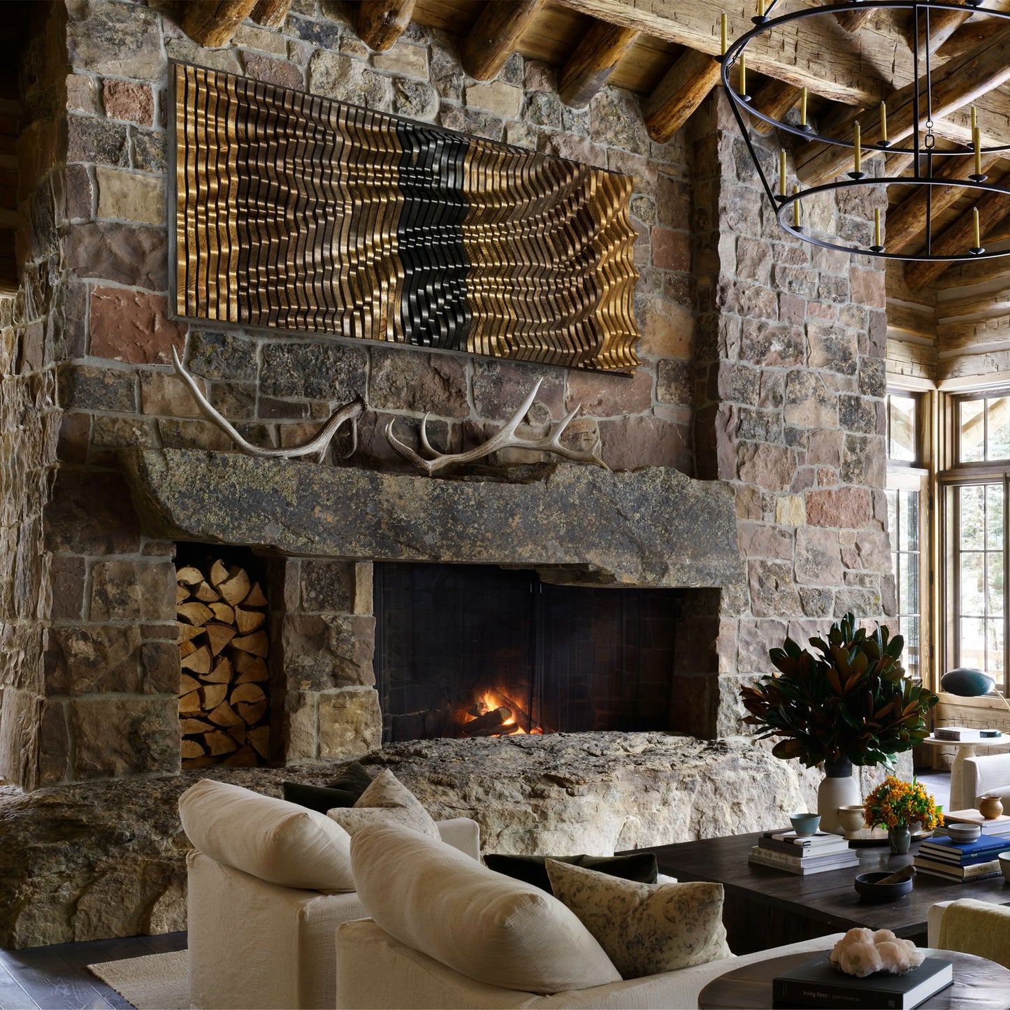 Luxury parametric wood wall art panel handmade in the USA