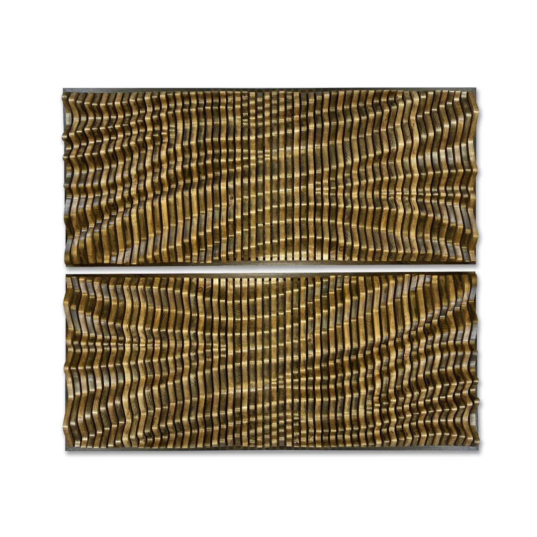 Sculptural parametric wood wall art panels handcrafted from solid wood