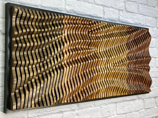 TRAVERSO parametric wood wall art made from solid natural wood