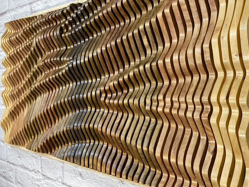 Parametric 3D Wave Wall Artwork, Acoustic Panel, 52″ x 22″ x 3″ – Audamod