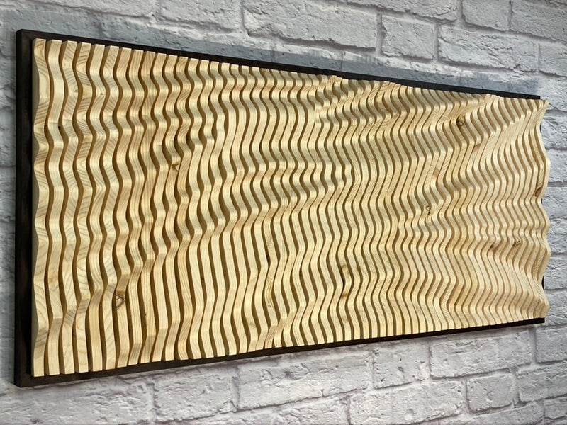 "CREAM" Parametric Wood Wall Art Decor / 100% Solid Wood / Unique Acoustic Wood Wall Panel