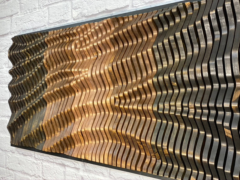 "ENIGMA" Parametric Wood Wall Art Decor / 100% Solid Wood / Unique Acoustic Wood Wall Panel