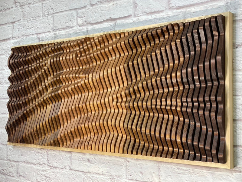 "AURA" Parametric Wood Wall Art Decor / 100% Solid Wood / Unique Acoustic Wood Wall Panel