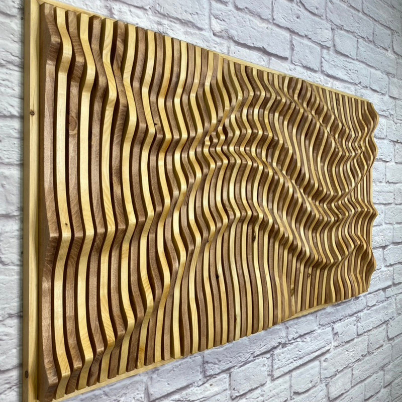 "ALEXIA" Parametric Wood Wall Art / 100% Solid Wood / Decorative Acoustic Wood Wall Panel