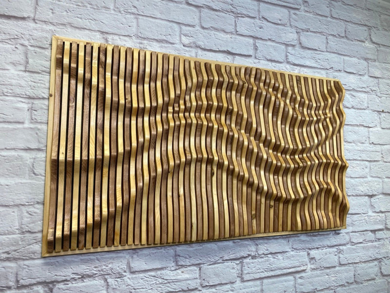 "ALEXIA" Parametric Wood Wall Art / 100% Solid Wood / Decorative Acoustic Wood Wall Panel